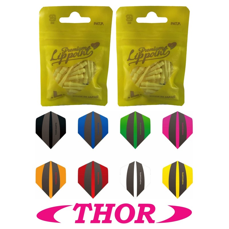 THOR-DARTS L-Style Dart Tips in Double Pack Flights (2 x
