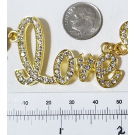 Sparkly Crystal Gold Love Pendants Hearts Necklace Earrings Bracelet One of a Kind