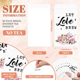 Skybooly 50 Sets Bridal Shower Tea Party Favors for Guests Heart Spoon Kraft Paper Envelopes for Tea with Thank You Cards and Organza Bags Wedding Souvenir Gifts