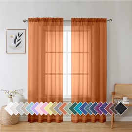 Aiyufeng - Cortinas translúcidas en 2 paneles, filtrado de luz, ventilación, bolsillos de barra, para la cocina, dormitorio, sala, cada una de 107 cm de ancho por 183 cm de largo, color naranja