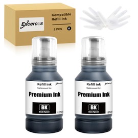 EXCERCUS Ink Refill Bottles Compatible for Ecotank ET2760 ET-4760 ET2750 ET-3760 ET-2850 ET-15000 ST-4000 ST-2000 ET-3710 ET-3850 ET-3750 ET-4850 ET-3830 ET4750 ET2700 Printers (2BK)