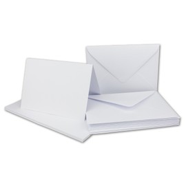 Glüxx Agent 30 double cards set DIN A6 white - 14.8 x 21.0 cm open - 240 g/m² with envelopes DIN C6-11.3 x 16.0 cm - 120 g/m² white wet glue