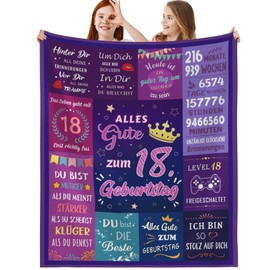 MAST DOO 18. Geburtstag Mädchen Geschenke Geburtstagsgeschenke zum 18 Geburtstag Mädchen Geschenk für 18 Jährige Mädchen, 18. Geburtstag Mädchen Geschenkideen Flauschige Kuscheldecke 130x150cm