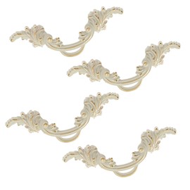 Yoohey 4 Pack 2.5" (64mm) Drawer Pull Handles Vintage Cabinet Knobs Shabby Chic Pull Handles European Style Antique Cream White Dresser Drawer Knob (White & Gold Edge)