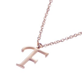 Morella Ladies' Necklace with Letter Pendant, Stainless Steel, Rose Gold, in Gift Bag, Stainless Steel