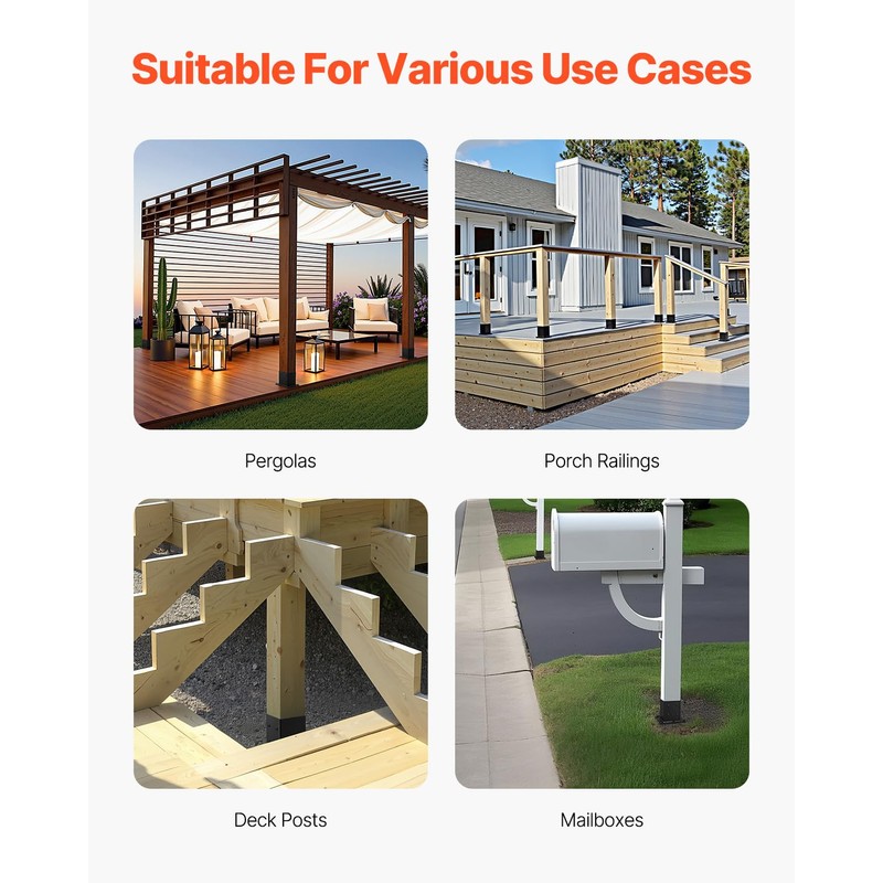 VEVOR 4x4 Post Base 8 Pcs, Inner Size 3.6x3.6 inch