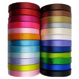 12mm Satin Ribbon - Set of 20 Colours - 25 Yards / 23 Meters Rolls...RRP Each Roll £1.85 Total Saving £24.00