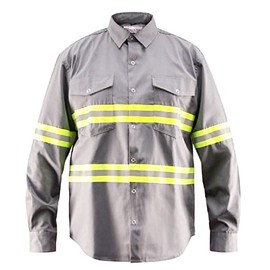 Just In Trend Premium High Visibility Hi Vis Reflective Safety Work Shirts - Long Sleeve (Small, Light Grey)
