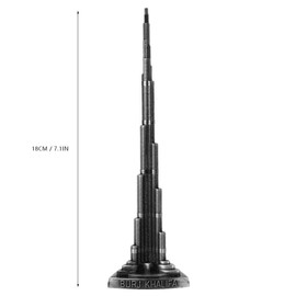 Telituny Burj Khalifa Tower,18cm Alloy Miniature Replica of Dubai LandmarkTower Model,Khalifa Tower Model Miniature Desktop for Arts Craft Office Home