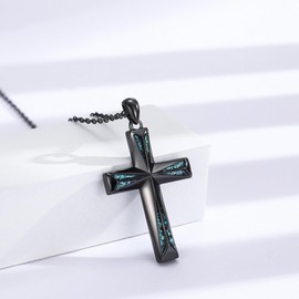 ABIGY Black Cross Necklace 925 Sterling Silver Turquoise Cross Pendant Necklace Birthday Gift for Women