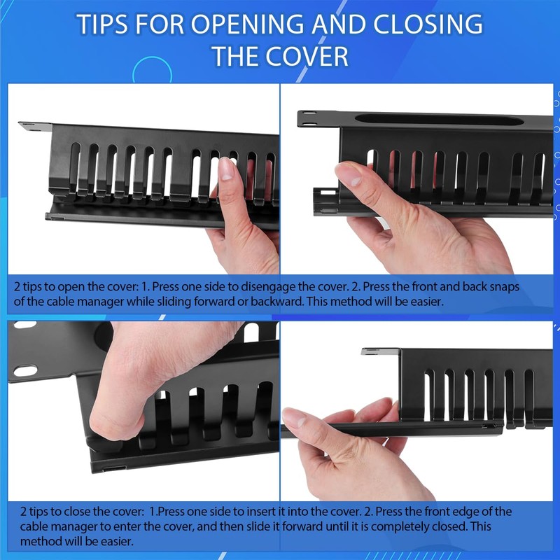 Cable Manager 1U Rack Mount, 19 Inch Horizontal 24 Slot