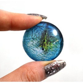 30mm Single Blue Lizard or Dragon Glass Eye for Taxidermy Sculptures or Jewelry Making Fantasy Crafts