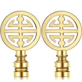 Honoson 2 Pieces Lamp Finials for Asian Oriental Brass Lamp Finials Shade Decorative Happiness Symbol for Table Home Room(Aeneous)