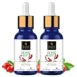 Good Vibes Radiant Glow Face Serum - Rose Hip - 10 ml, Pack of 2 - Light Weight Hydrating Formula for Skin Brightening - Treats Rough and Uneven Skin - Cruelty Free