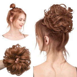 SARLA Messy Hair Bun Hair Piece for Womens Synthetic Hair Buns Extension Scrunchies Hairpieces Ponytail Hair Extensions Light Auburn