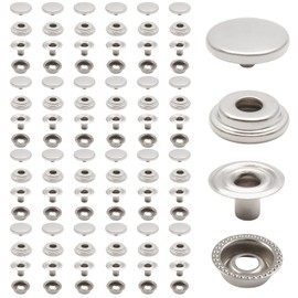 Biaungdo 200 Pieces 15mm Snap Fasteners Kit, Heavy Duty Snap Fastener Metal Leather Snap Button Press Stud Cap for Leather Marine Boat Canvas Leather Rivet, Silver(4 Components, 50 Pieces for Each)