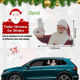 Dickno 2PCS Christmas Car Rear Window Sticker, Funny Auto Window Sticker Decal with Santa Claus, Waterproof PVC Self Adhesive Sticker Decoration, Universal Christmas Accessories (Say Greet)