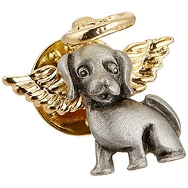 Dog Angel Memorial Lapel Pin, Bereavement and Sympathy Gift for Loss of Pet, 3/4 inch, Pewter and Gold, by Cathedral Art