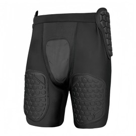 Topeter 5-Pad Football Girdle with Cup Pocket, Hardened EVA Thigh Pads, Extended Hip Guards & Tailbone Protection Black M