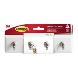 Command Key Rack - 1 Bar and 6 Small Strips - for Hanging Bags, Clothes and Keys - Wall and Door Hooks - Organise without Drilling - Holds 900 g