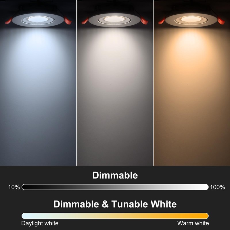 Smart 3 Inch LED Recessed Lighting, Ultra-Thin 60°Adjustable Downlight, 5W