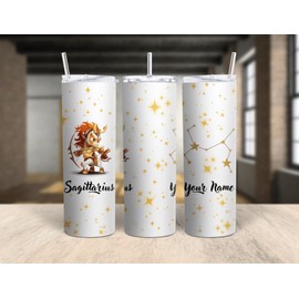 Mugzan SAGITTARIUS Zodiac Stainless Steel Skinny 20 Oz Tumbler Lid & Straw by Mugzan