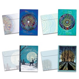 Tree-Free Greetings - Winter Solstice Greeting Cards - Artful Designs - 16 Cards + Matching Envelopes - Made in USA - 100% Recycled Paper - 5"x7" - Winter Solstice (GP54098)