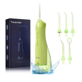 TOVENDOR Electric Water Dental Flosser Teeth Pick, Cordless Flossers Oral Irrigator IPX7 Waterproof 300ML Rechargeable Travel Water Teeth Cleaner with 5 Tips for Home Braces Care Gums Deep Cleaning
