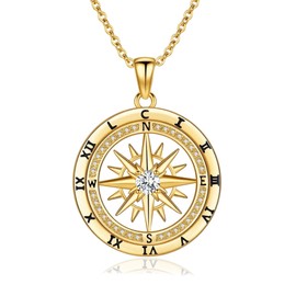 Compass Necklace 925 Sterling Silver Compass Necklaces Jewelry Gifts for Women and Men Birthday Holiday Valentine's Day Christmas Graduation Anniversary