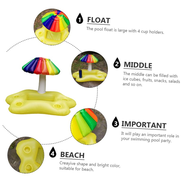 CIYODO Inflatable Floating Drink Holder 4 Cup Holders Pool Cooler