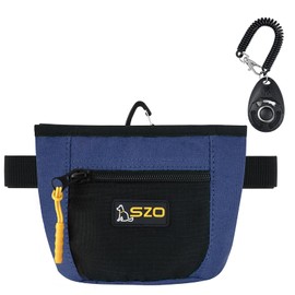 SZO Dog Treat Pouch with Pet Training Clicker, Dog Training Treat Pouch with Waist Belt Clip, Magnetic Closure, Hands-Free Training - Black&Purple