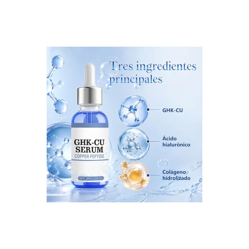2pcs Sérum Facial de Péptido de Cobre，Reafirmante y revitalizante
