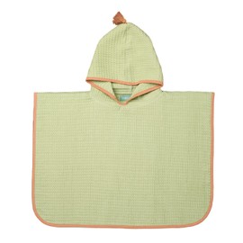 molis&co. Children's Bath Poncho Hooded Beach Towel. Lightweight and Compact Bathrobe for Kids. (Green Splash, 3-4 Years)