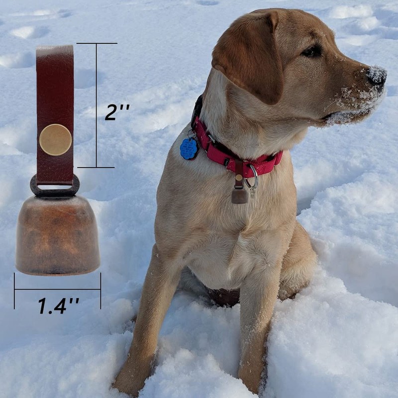 kcrygogo Leather Dog Collar Bell with Quick-Release Snap Buttons Training