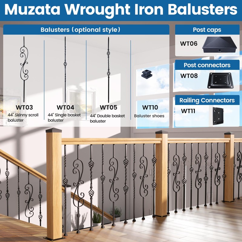 Muzata 10Pack Wood Post Plate Connector Fence Post Base Plate