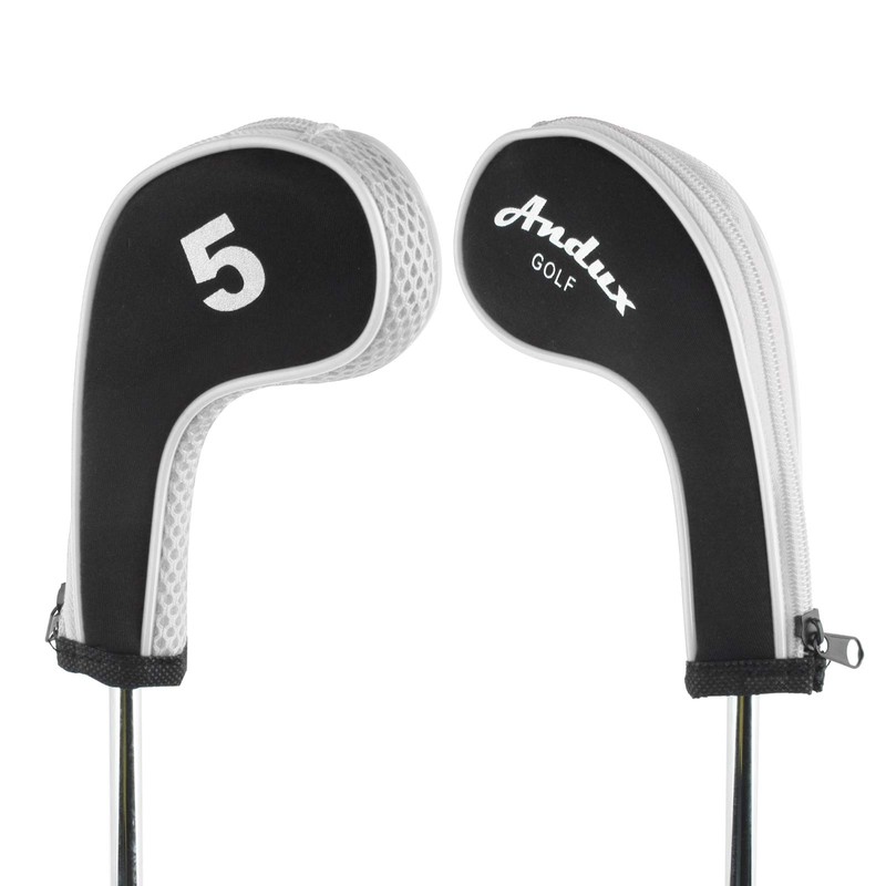 Andux 10pcs/set Golf Iron Club Head Covers with Zipper Black/white