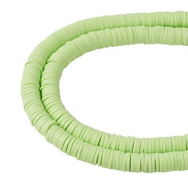 Cheriswelry 380-400pcs/strand 6mm Polymer Clay Beads Light Green Environmental Flat Round Disc Spacer African Heishi Beads Strand for Jewelry Making Rainbow Bracelets Necklaces Earrings