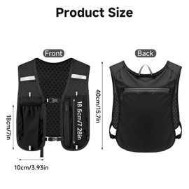 UIHRLM Lightweight Running Vest - Adjustable Running bag, Breathable Running vests with Reflective & Multi-compartment for Women Men Trail Running, Cycling, Hiking Marathons (Black)