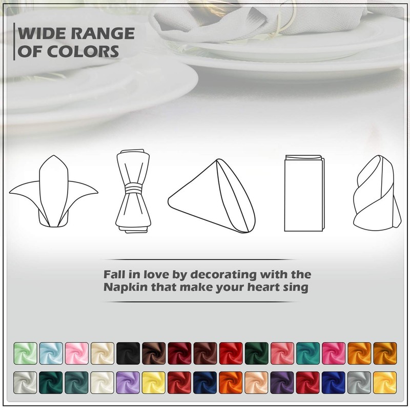 Weddecor 20 Inch White Cotton Polyester Table Napkin for Home,