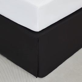 SONIVE King Bed Skirt,Premium Solid with Pleated Dust Ruffle 15-Inch Drop Easy to Put in Shrink Free and Fade Resistant Black