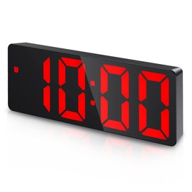 Criacr Digital Alarm Clock with Large Numbers Display, Portable Alarm Clock with Snooze, 3 Brightness, Temperature Display, Date, 12/24HR, USB Power Connection, Voice Control Function (Red)