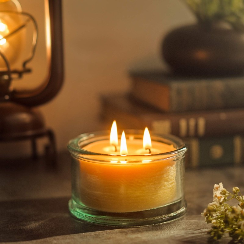 Bluecorn Botanica Beeswax Candle: 3-Wick Scented Candle Made with Pure