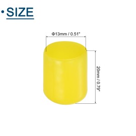 sourcing map 100Pcs Rubber End Caps, 13mm/0.51" ID Flexible Rubber Caps, PVC Caps Rubber Screw for Bolts Screw Caps Thread Protectors Tube Screw Bolt, Yellow