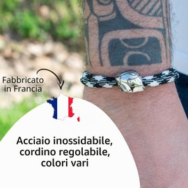 Ernestine - Bracciale da motociclista da uomo regolabile con cordino in acciaio inossidabile - gioiello casco da motociclista uomo, donna, idea regalo per motociclista - accessorio per motociclista