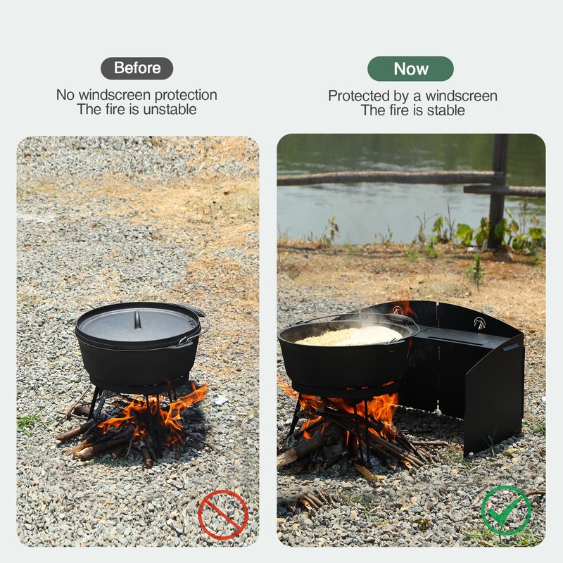 REDCAMP 4 Plates Camping Stove Windscreen, Outdoor Iron Folding Stove