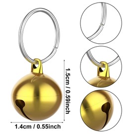 TIESOME 24pcs Cat Bells & Dog Collar Bells with Keyrings, Anti-Lost Training Bells Training Jingle Bell Collar Pendant, Festival Party DIY SMall Bells 0.55Inch (Mixed Colors)
