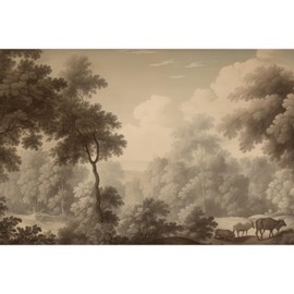 MUDECOR Wall Mural Vintage Forest Scene Sepia-Toned Scenic with Trees Removable Self-Adhesive Wallpaper Wall Decoration for Bedroom Living Room - 96"x144"