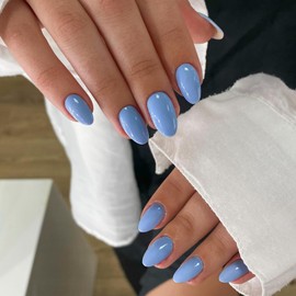 Milky White Press On Nails Short Oval, SXVME Simple False Nails Cute, Fake Nails Short Almond, Natural Glue on Nails Short Round, Solid Gel Full Cover Stick On Nails For Women Daily Wear
