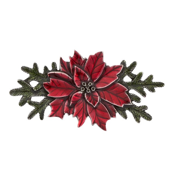 DANFORTH – Poinsettia Brooch Pin – Handcrafted Pewter Christmas Brooch
