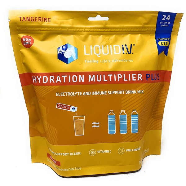 Liquid I.V Hydration Multiplier, Electrolyte Powder, Easy Open Packets, Supplement Drink Mix (Tangerine 24 Packets))